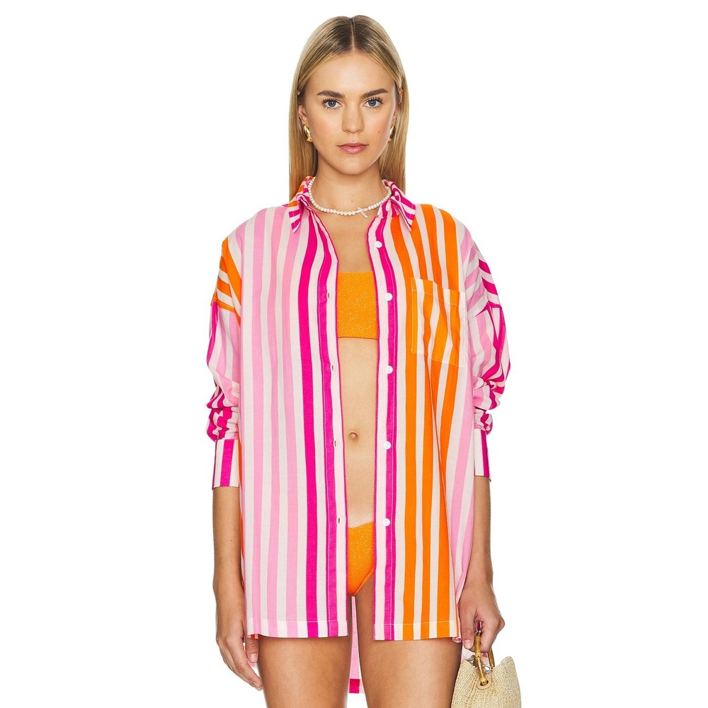 NWOT Beach Riot Alexa‎ Top in Sunset Stripes Pink Orange S/M